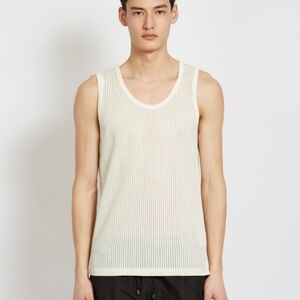 Sunspel Ecru 100% Cotton Mesh Tank Top L